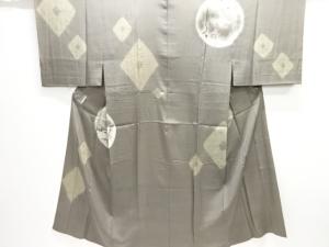 アンティーク　絞り 丸に風景模様単衣男物長襦袢